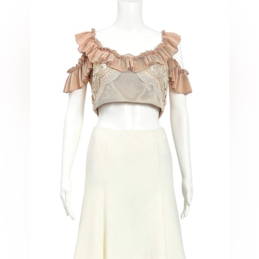 ALICE MCCALL Signed Sealed Lace Ruffle Cold Shoulder Crop Top - Picture 9 of 16